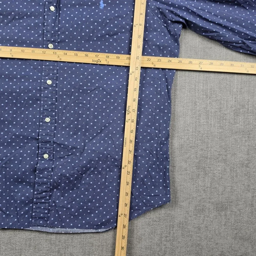 Polo Ralph Lauren Button Down Shirt Mens XL Navy Geometric Print Long Sleeve